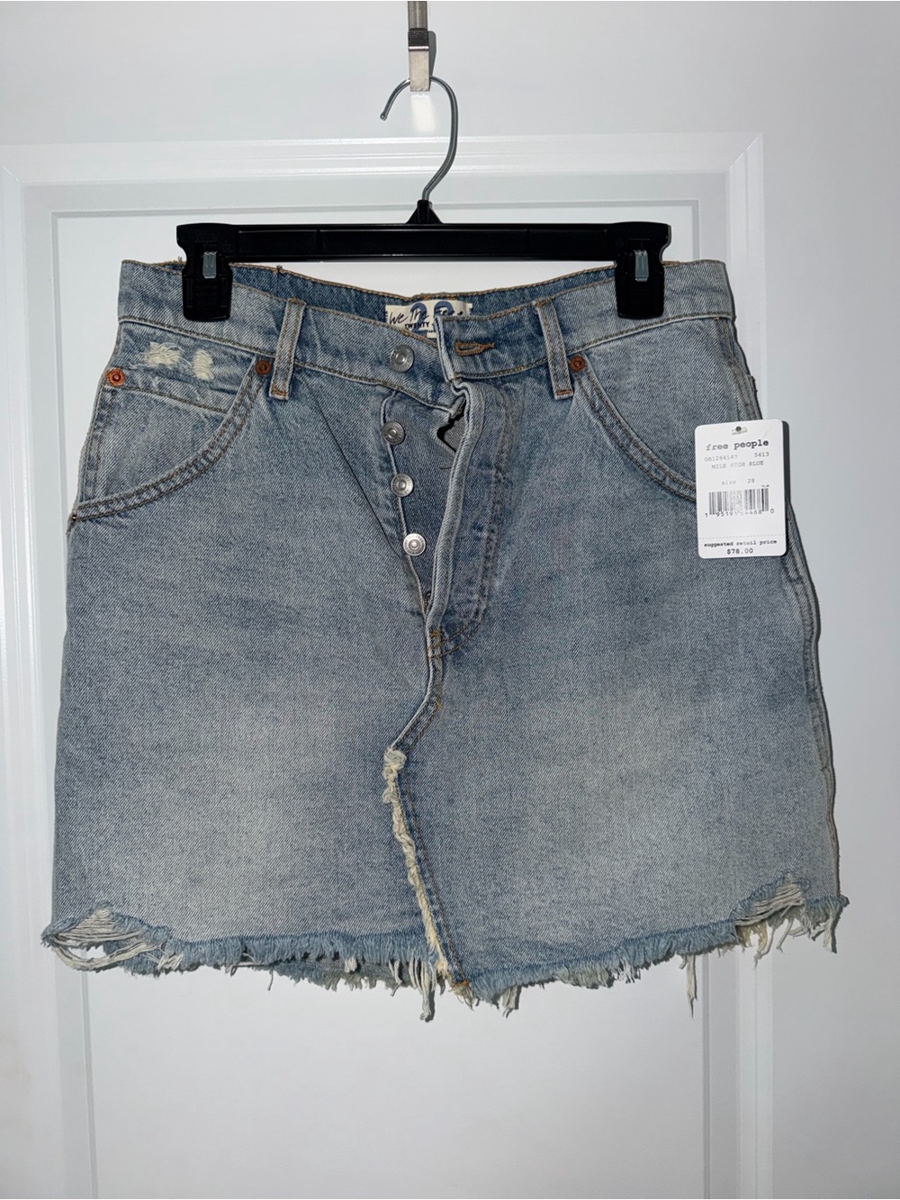 Free People Mile High Blue Light Wash Denim Skirt